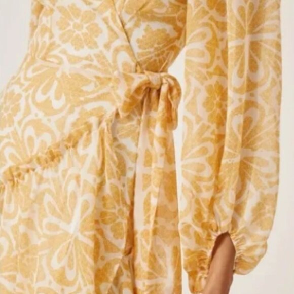 Anthropologie Hutch Geo Wrap Gold Maxi Dress Size Small - Picture 2 of 6